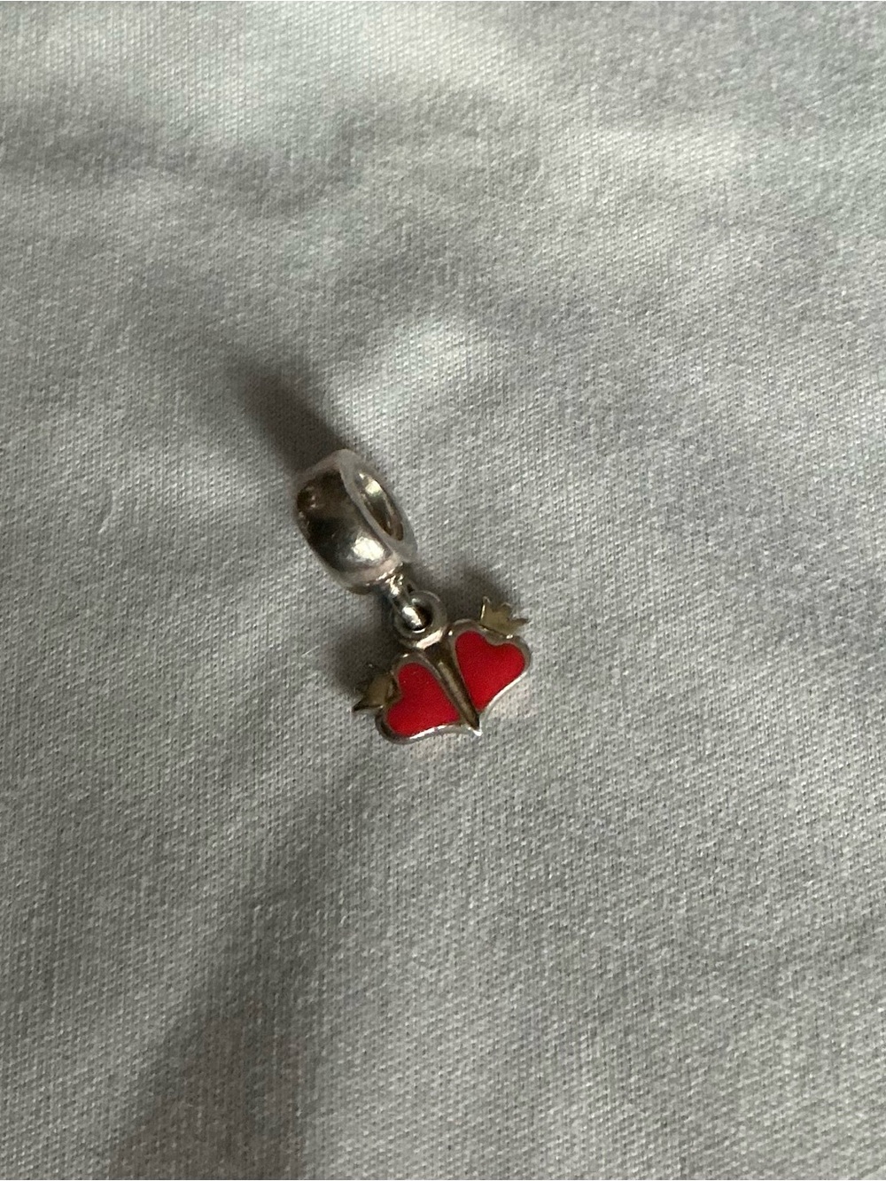 Pandora Red Heart Crown Dangle Charm